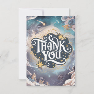 Colorful Whimsical Stars Celestial Thank You Card