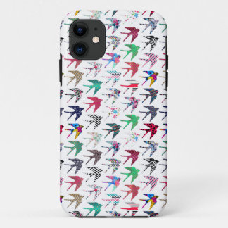 Colorful whimsical  swallow birds pattern iPhone 11 case