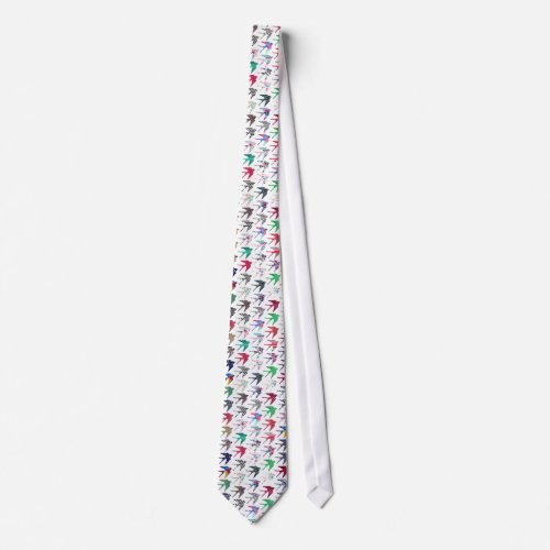 Colorful whimsical  swallow birds pattern neck tie