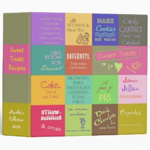 Colorful Whimsical Sweet Dessert Recipe Book Binder