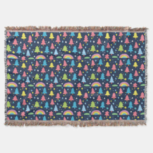 Colorful Whimsical Tree Throw Blanket