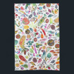 Colorful Whimsical Watercolor Fruits Veggies Kitchen Towel<br><div class="desc">Enjoy this whimsical watercolor fruits and veggies pattern with this colorful towel. You can always add your own text. Let me know if you'd like something custom made. If you buy it, thank you! Be sure to share a pic on Instagram of it in action and tag me @shoshannahscribbles :)...</div>