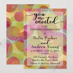Colorful Whimsical Wedding Black You are Invited Invitation