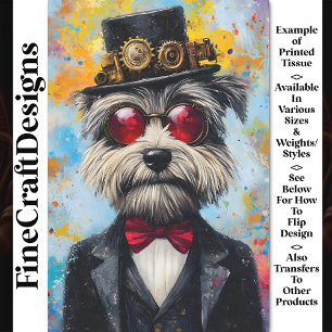Colorful Whimsy Modern Steampunk Dog Z3 Decoupage Tissue Paper