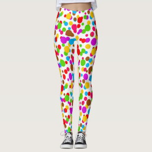 Colorful White Background Polka Dots Leggings