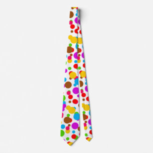 Colorful White Background Polka Dots Neck Tie