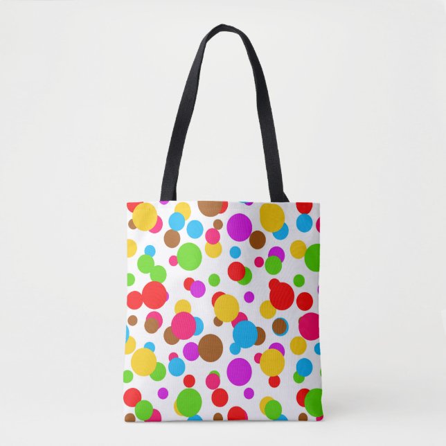 Colorful White Background Polka Dots Tote Bag (Front)