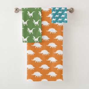 Colorful White Dinosaurs Bath Towel Set