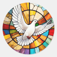 Colorful White Dove Stained Glass Bird