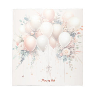 Colorful White Peach Floral Balloons Elegant Notepad