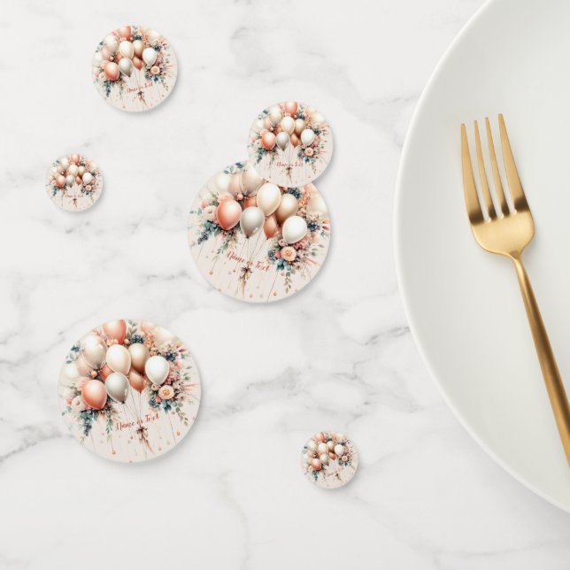Colorful White Peach Floral Balloons Elegant Party Confetti (Group)