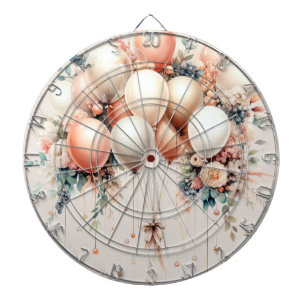 Colorful White Peach Floral Balloons Elegant Party Dart Board