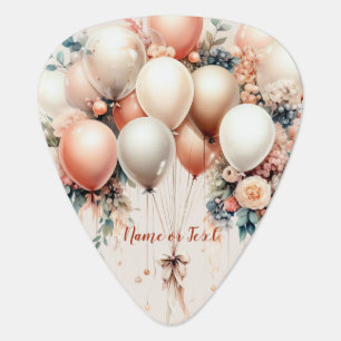 Colorful White Peach Floral Balloons Elegant Party Guitar Pick