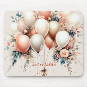 Colorful White Peach Floral Balloons Elegant Party Mouse Pad