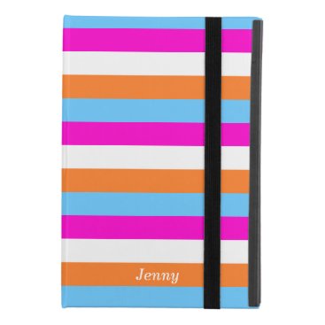 Colorful White Pink Blue Orange Stripe Line Custom iPad Mini 4 Case