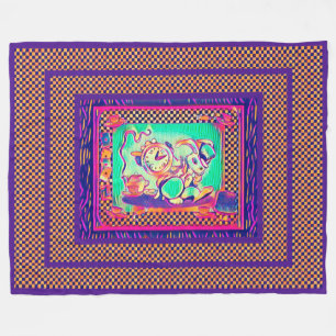 Colorful White Rabbit by Aleta Fleece Blanket