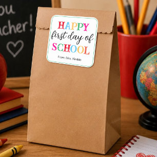Colorful Whiteboard School Sticker (Square)