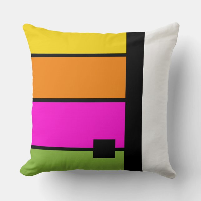 Colorful Wide Rainbow Stripes Throw Pillow (Front)