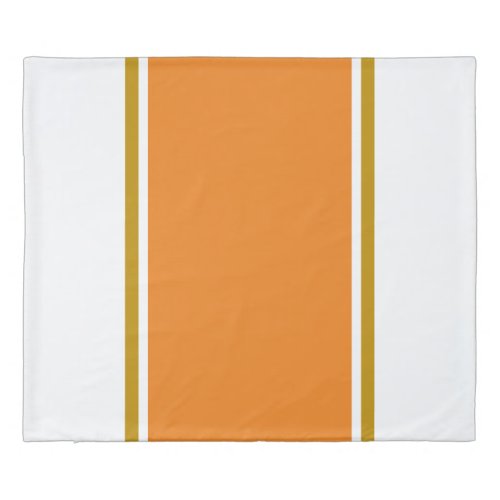 Colorful Wide Vertical Warm Orange Center Stripe  Duvet Cover