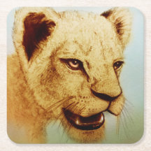 Colorful Wild Animal - Lion, Custom Shaped Coaster