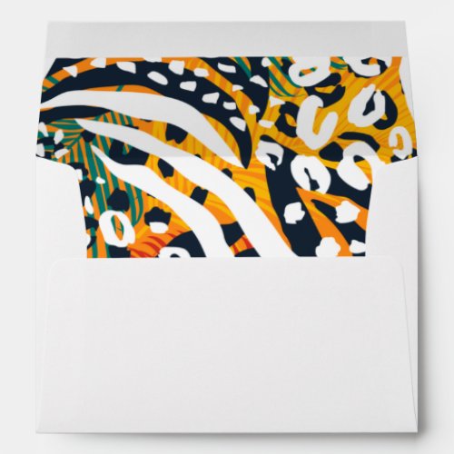 Colorful Wild Animal Print Pattern Lined Envelope