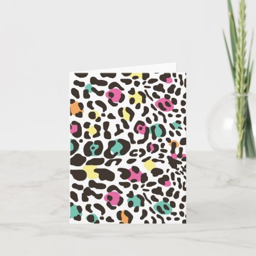 Colorful Wild Animals  Tropical Leaves Card