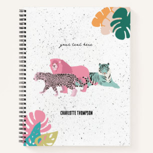 Colorful Wild Animals & Tropical Leaves Notebook