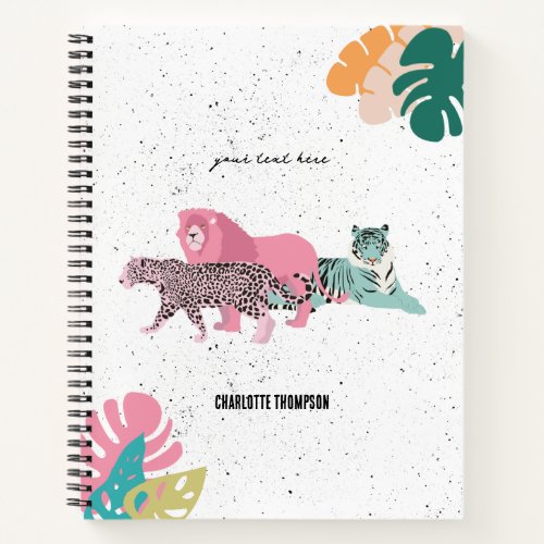 Colorful Wild Animals  Tropical Leaves Notebook