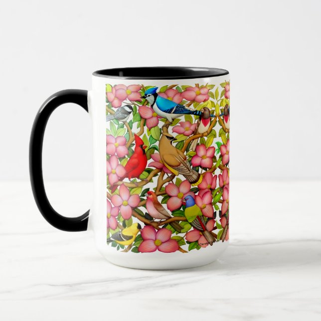 Colorful Wild Birds Art Coffee Mug (Left)