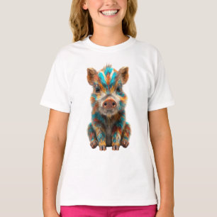 Colorful Wild Boar Piglet Kids T-Shirt
