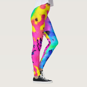 Colorful Wild Cheetah Tye Dye Pattern Leggings