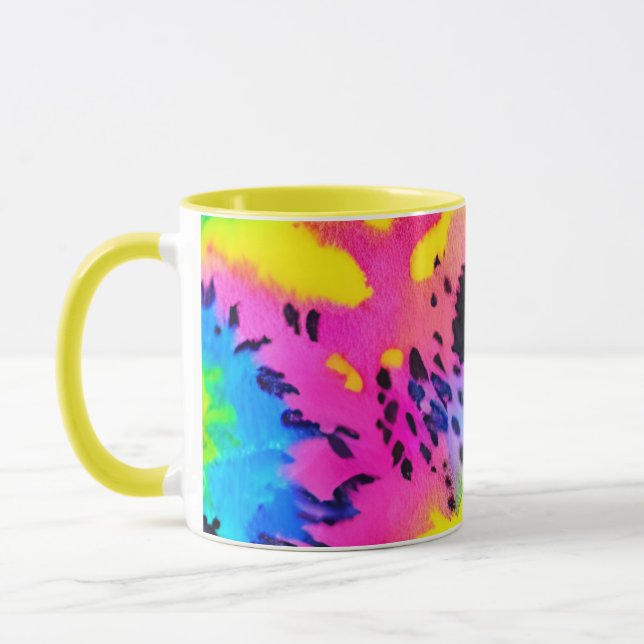 Colorful Wild Cheetah Tye Dye Pattern  Mug (Left)