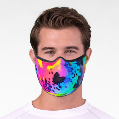 Colorful Wild Cheetah Tye Dye Pattern  Premium Face Mask