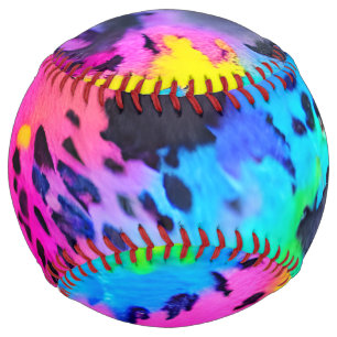 Colorful Wild Cheetah Tye Dye Pattern Softball