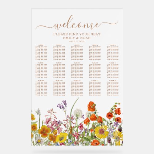 Colorful Wild Flower Country Wedding Seating Chart