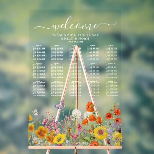 Colorful Wild Flower Country Wedding Seating Chart