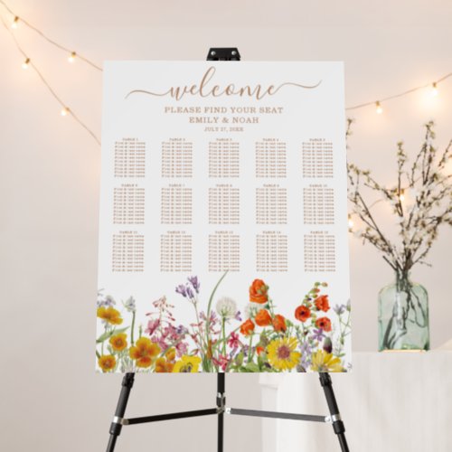 Colorful Wild Flower Country Wedding Seating Chart Foam Board