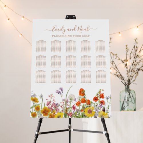 Colorful Wild Flower Country Wedding Seating Chart Foam Board