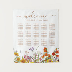 Colorful Wild Flower Country Wedding Seating Chart Tapestry