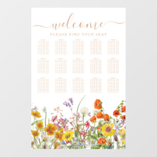 Colorful Wild Flower Country Wedding Seating Chart Wall Decal
