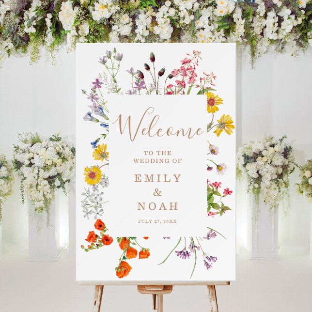 Colorful Wild Flower Country Wedding Welcome Foam Board (Creator Uploaded)