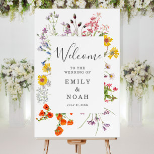Colorful Wild Flower Country Wedding Welcome Foam Board