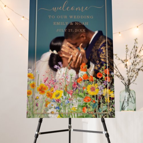 Colorful Wild Flower Country Wedding Welcome Phot Foam Board