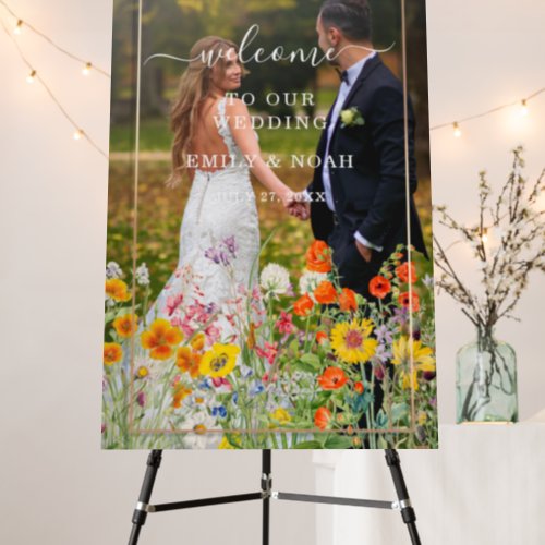 Colorful Wild Flower Country Wedding Welcome Photo Foam Board