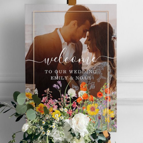 Colorful Wild Flower Country Wedding Welcome Photo Foam Board