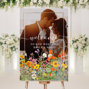 Colorful Wild Flower Country Wedding Welcome Photo Foam Board