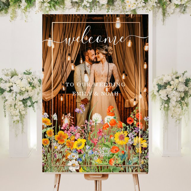 Colorful Wild Flower Country Wedding Welcome Photo Foam Board (Creator Uploaded)