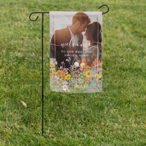 Colorful Wild Flower Country Wedding Welcome Photo Garden Flag