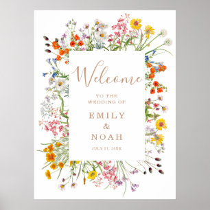 Colorful Wild Flower Country Wedding Welcome Poster