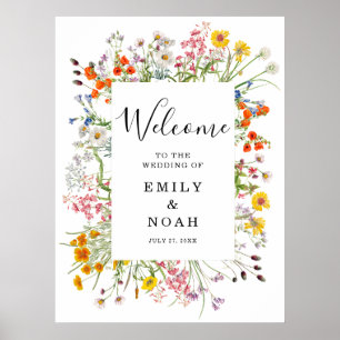 Colorful Wild Flower Country Wedding Welcome Poster